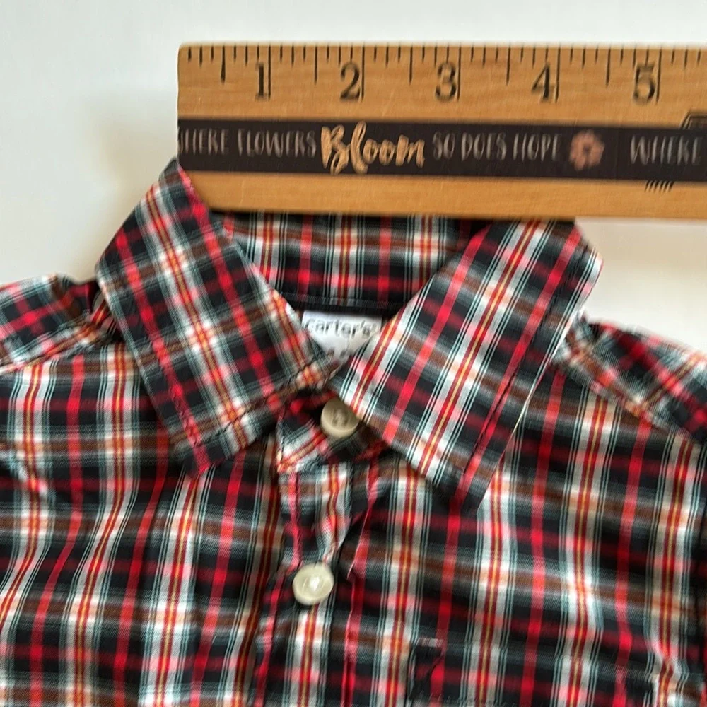 Carters Baby Boys Long Sleeve Bodysuit 12 Month Red Plaid Christmas Bodysuit 12M
