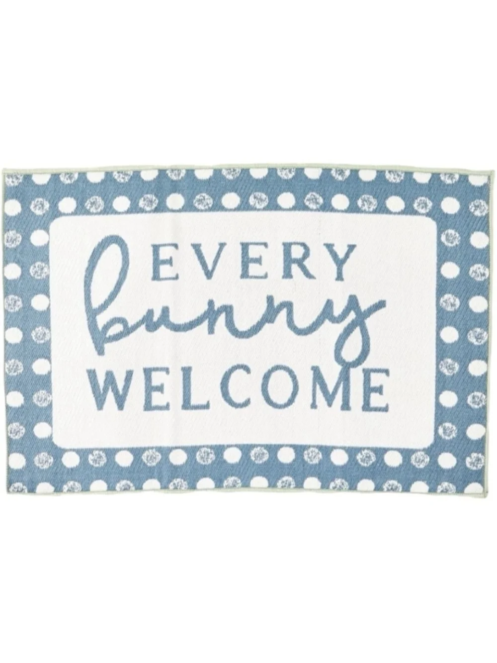 Reversible Rug Accent Welcome Plaid Easter Spring Bunny Rabbit Way To Celebrate