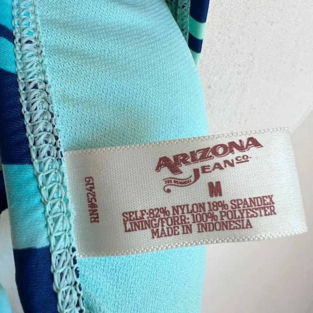 Arizona Jean Company Bikini Top in Blue and Aqua Stripes Size Medium Braided Bac