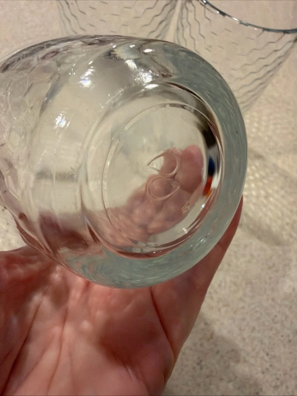 Vintage Pasabuhce Clear Hex-Pattern Glass 5.5 in Tumblers - Set of 4 honeycomb