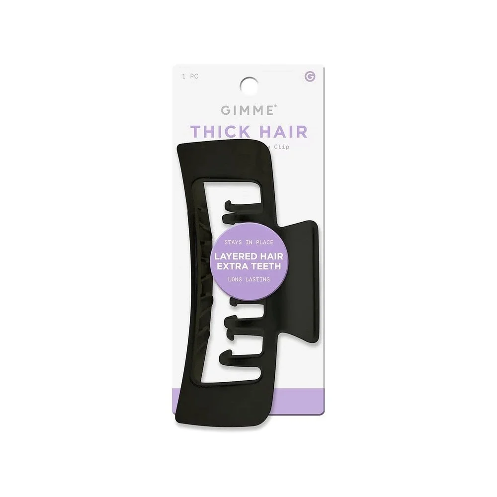 Gimme Beauty XL Rectangle Claw Clip Duo - Hair Clips with Velvet-Like Black