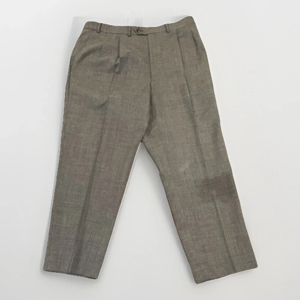 Lauren Ralph Lauren Men's Gray Wool Dress Pants Pleated Classic Straight 42/32