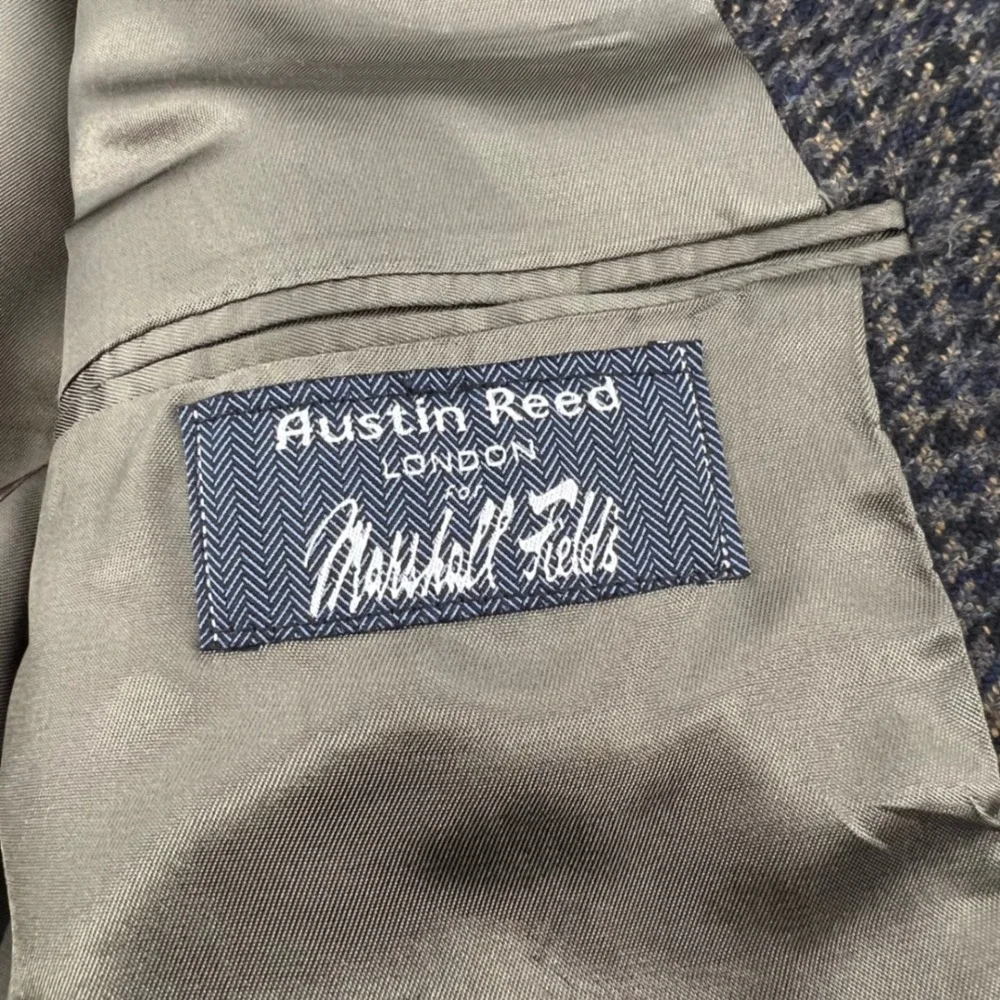 Austin Reed London Wool Blazer 42R Houndstooth Tweed Made USA Academia Professor