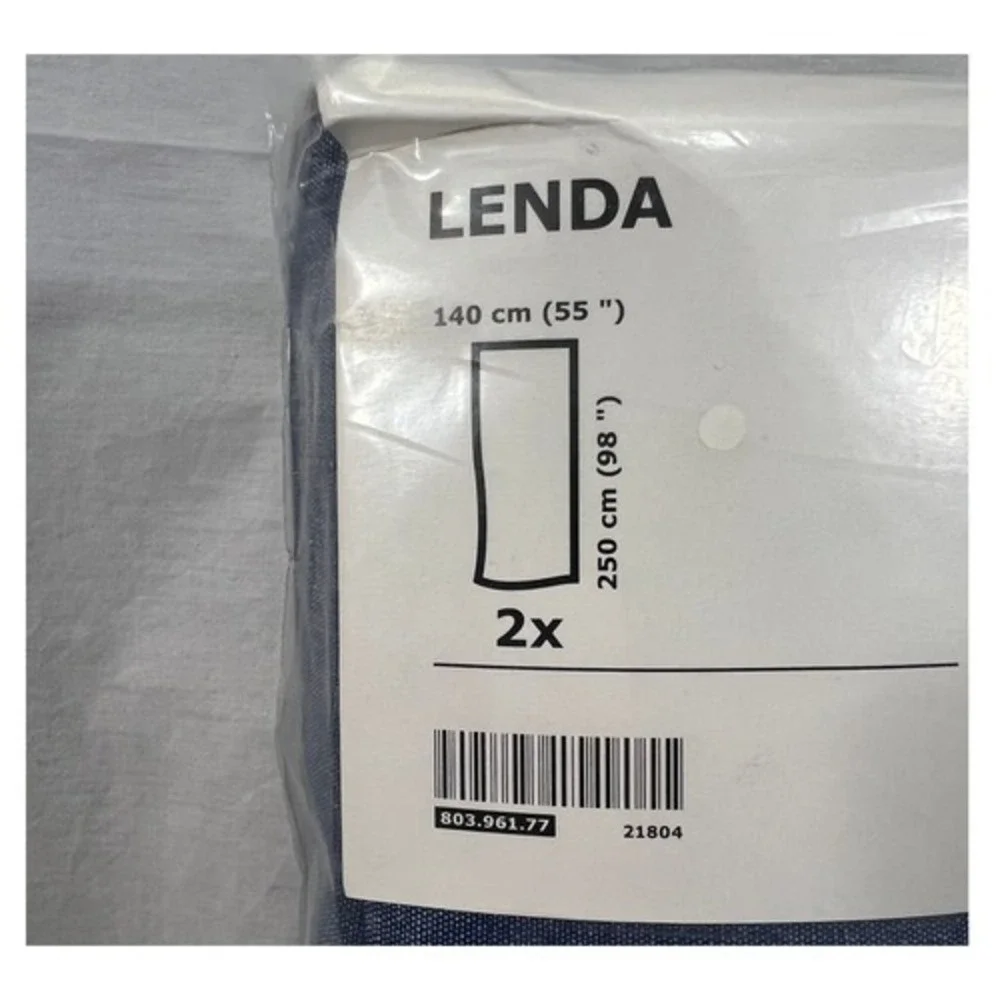 New Set Of 2 Ikea LENDA‎ Curtain Panels BLUE Chambray Tab Top 55 x 98 803.961.77