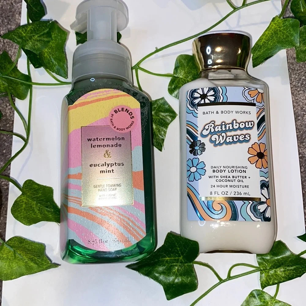 BBW Rainbow Waves Body Lotion & Watermelon Lemonade & Eucalyptus Mint Hand Soap