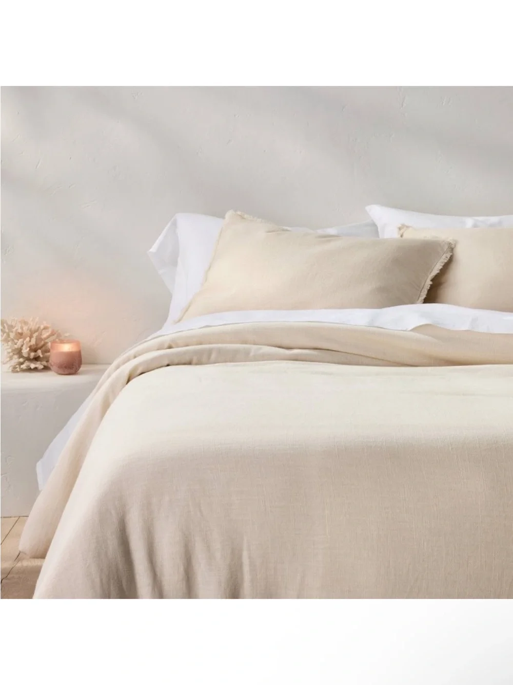 NWT King/California King Heavyweight Linen Blend Comforter & Sham Set Natural