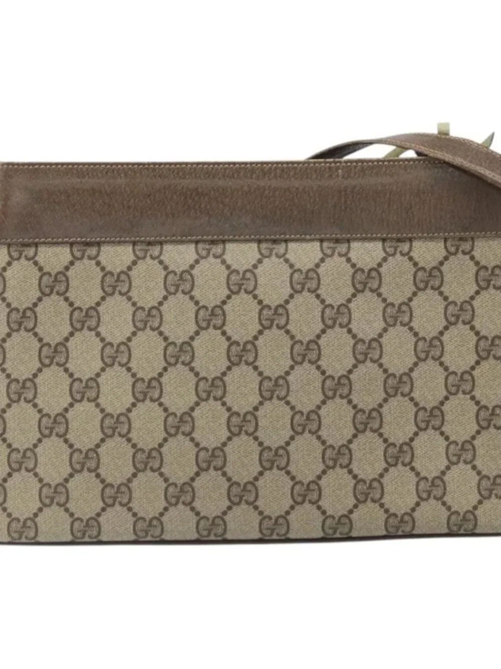GUCCI GG Supreme Web Sherry Line Bag PVC Beige Gold 96 02 035 Auth 170489