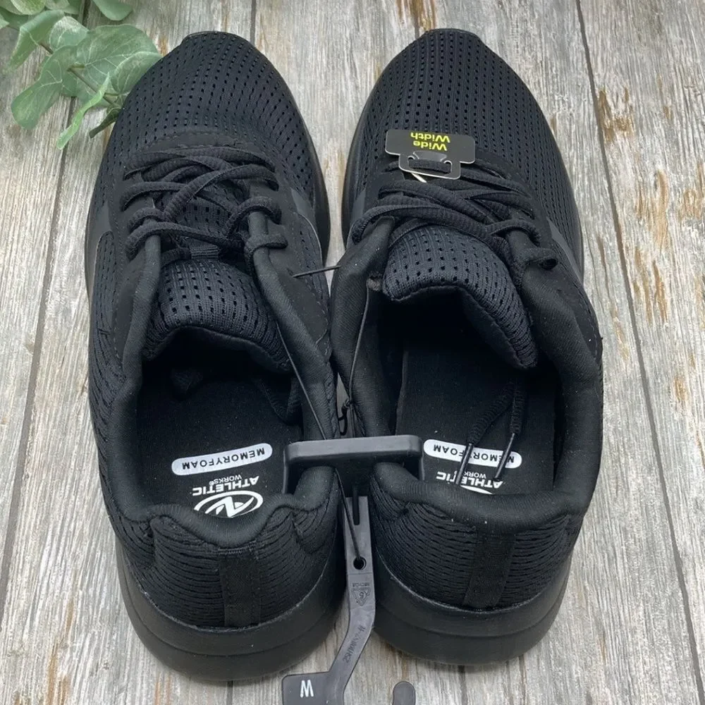 Men’s Black Active Lightweight Breathable Work Sneakers Shoes Size 8.5W