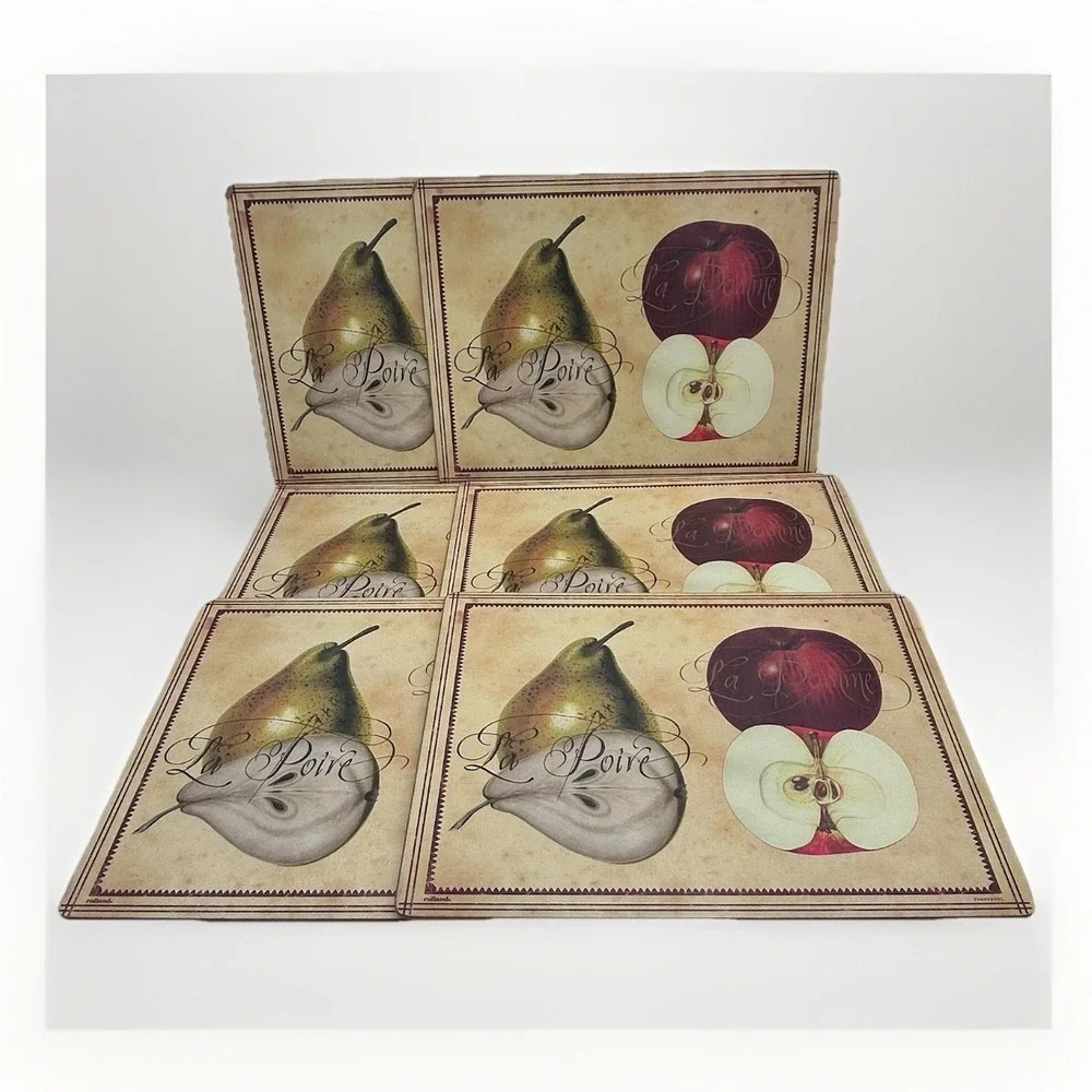 Pimpernel Rolland La‎ Poire La Pomme Cork Back Placemats Set of 6 Fruit Design