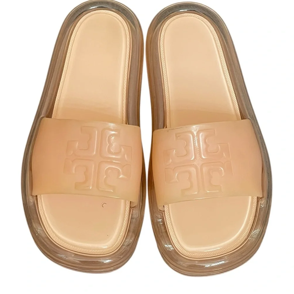 Tory Burch Ivory Bubble Jelly Sandals Slides Beach Ready Size 6B