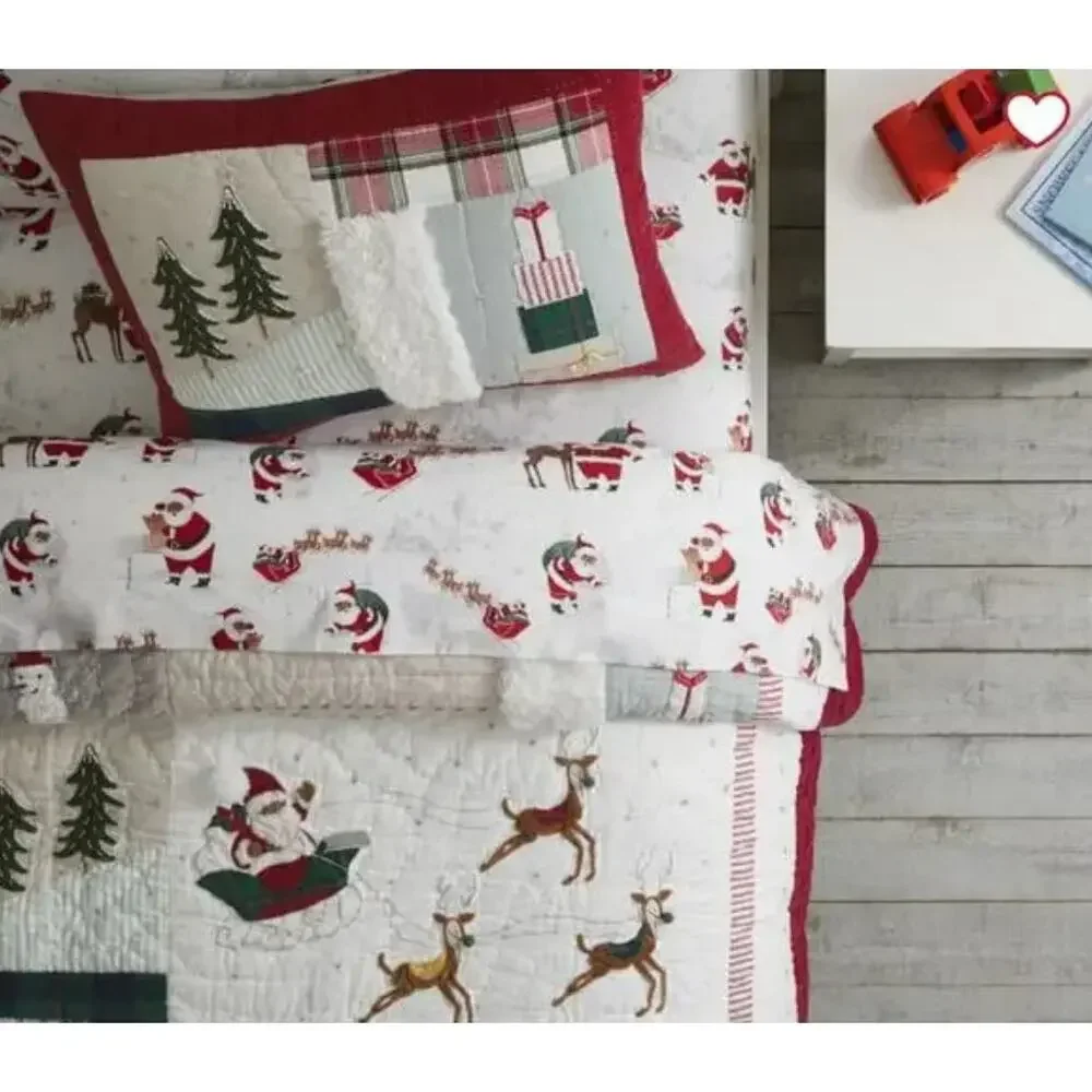Pottery Barn Kids Heritage Black Santa Organic Twin Size Sheets