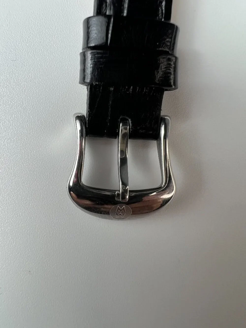 RARE MICHELE Coquette Retro Watch MOP Dial - Black Leather Belt - SWISS