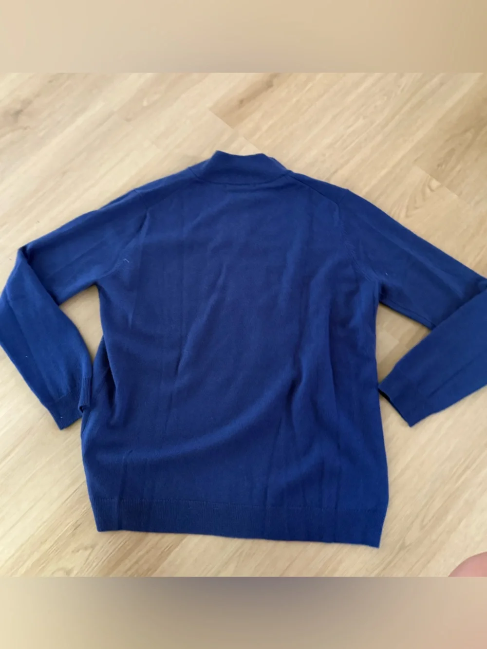 Woolovers Mens Merino Wool Cashmere Zip Neck Sweater Sz L Blue