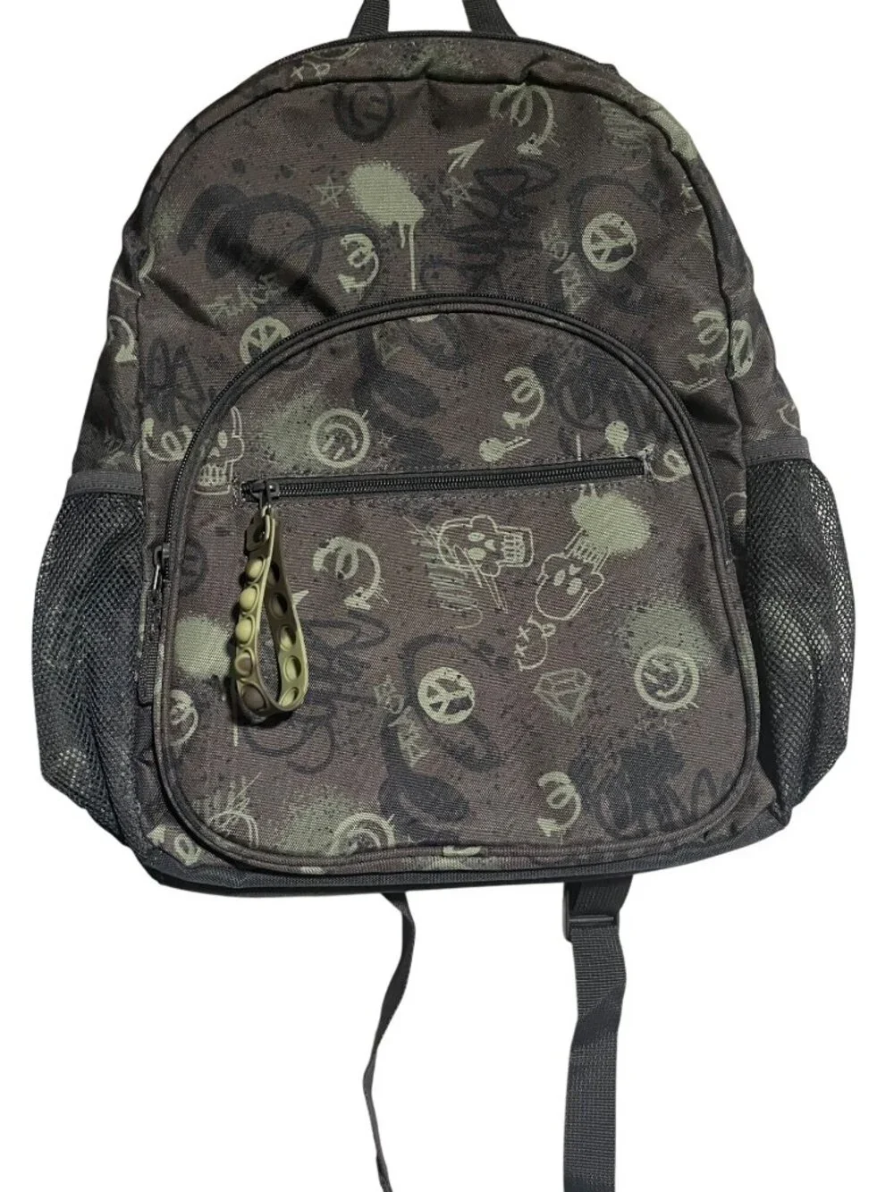 Art Class Kids Printed Backpack W/Front Pocket & Water Bottle Mesh Holders Black