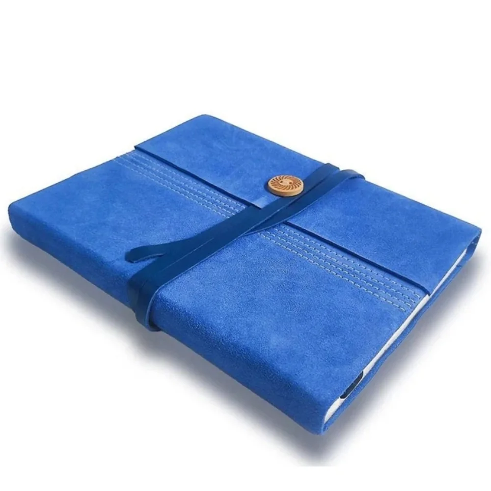 HANDSTITCHED BLUE SUEDE JOURNAL, SIZE 8