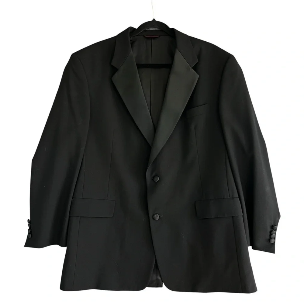HART SCHAFFNER & MARX Wool Blazer Sports Coat 2 Button Single Vent Black 44R