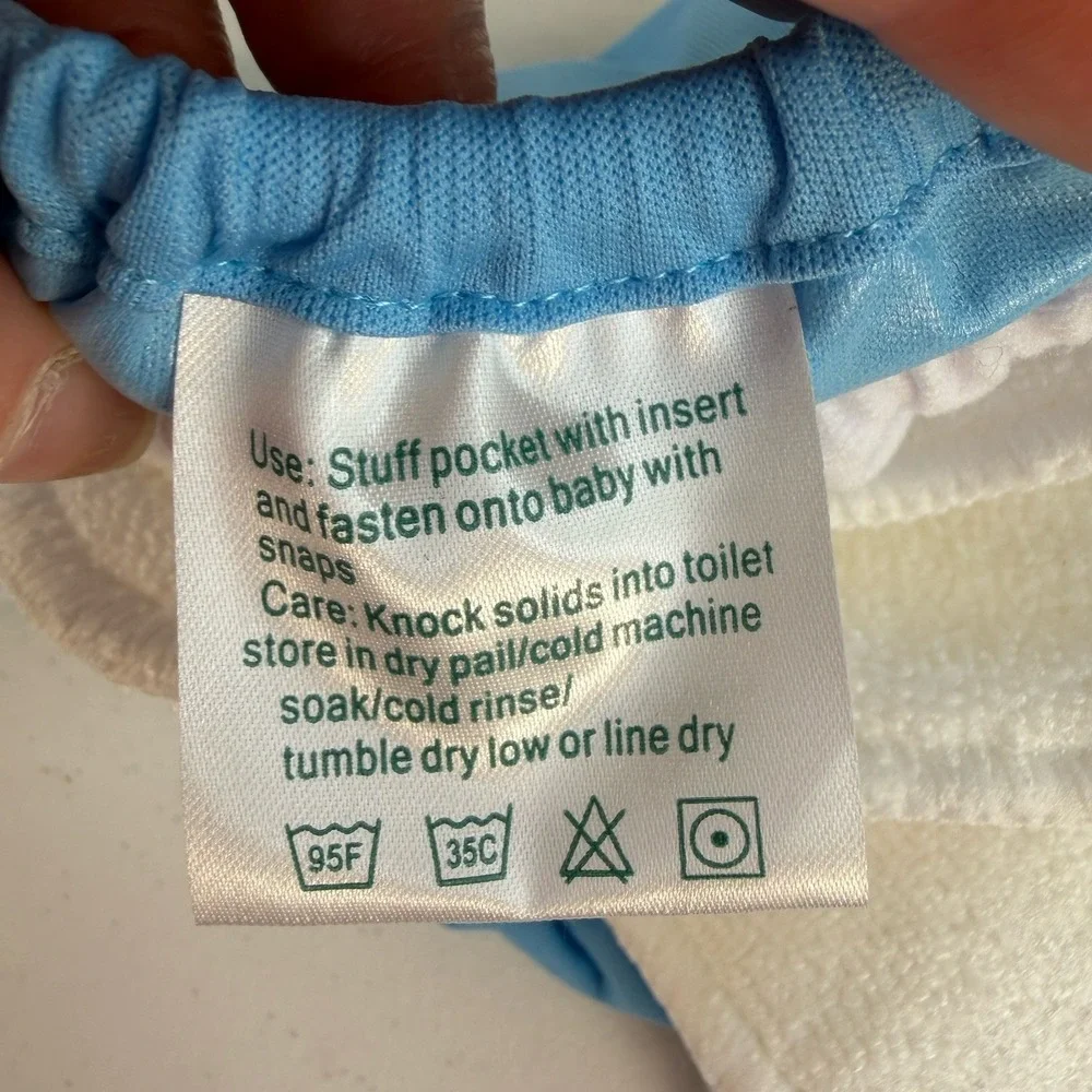 AlvaBaby Cloth Diaper With 2 Inserts Reusable Liner OS OSMF Blue NEW