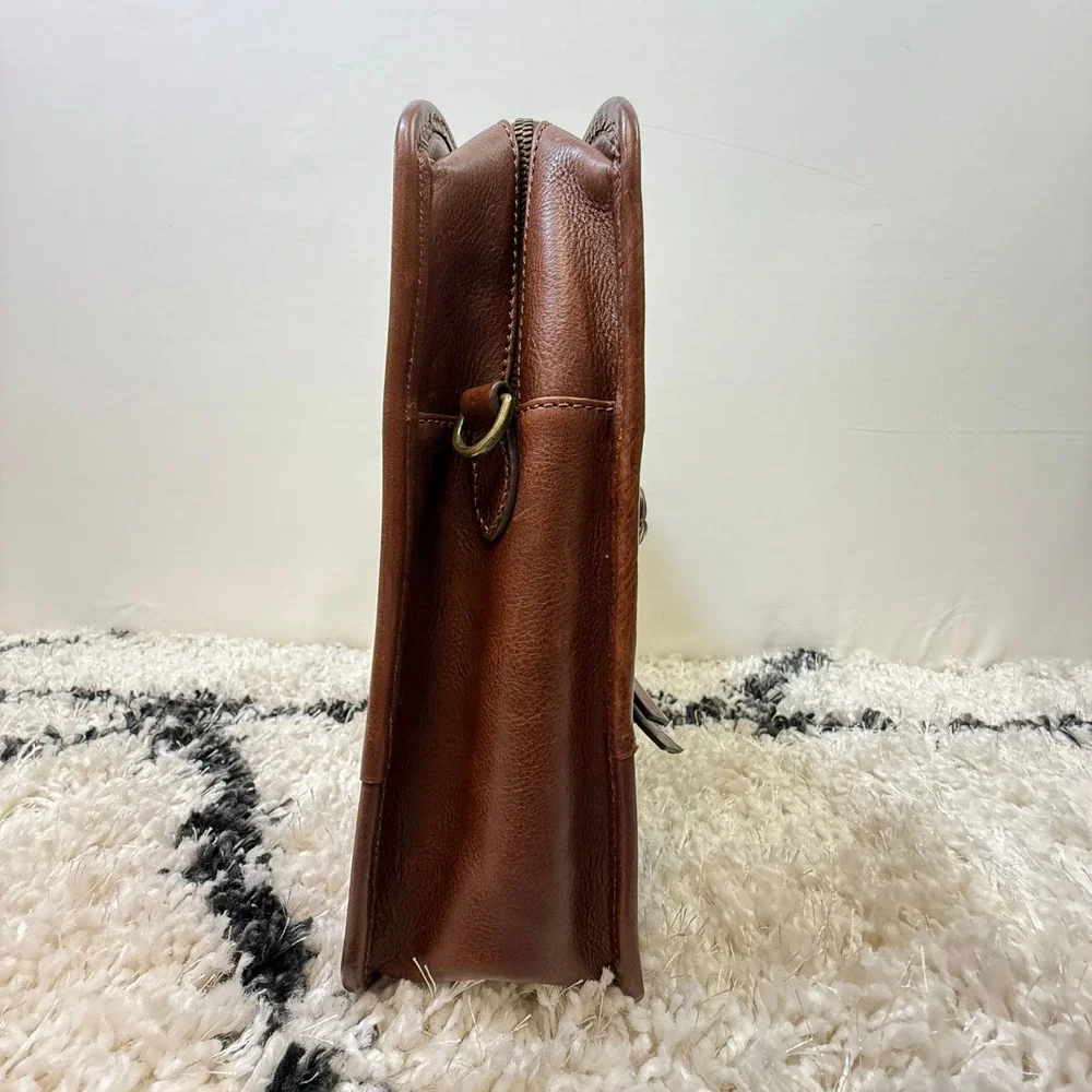 DOONEY & BOURKE Brown Florentine Vacchetta Leather Briefcase Large