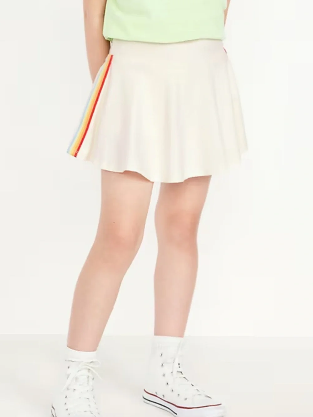 Old Navy Cream Skort with Rainbow Side Stripe