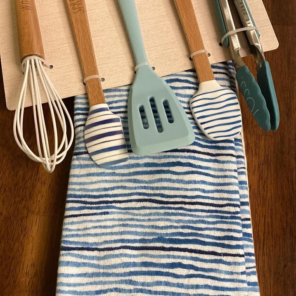 NWT! RAE DUNN Striped Mini Kitchen Utensil Set and Matching 