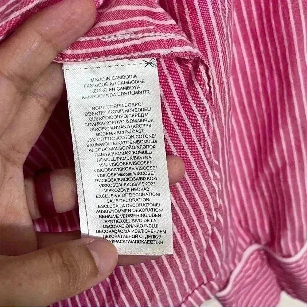 Lauren Ralph Lauren Pink and white Pajama Button Down top with blue | size small