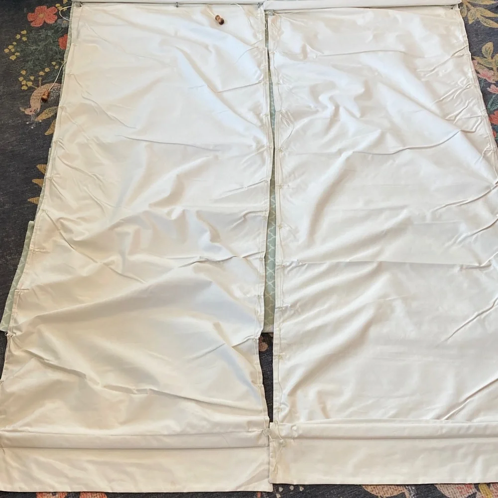 Set of Two French Door Relaxed Roman Shades Country House Toile Off Black Beige