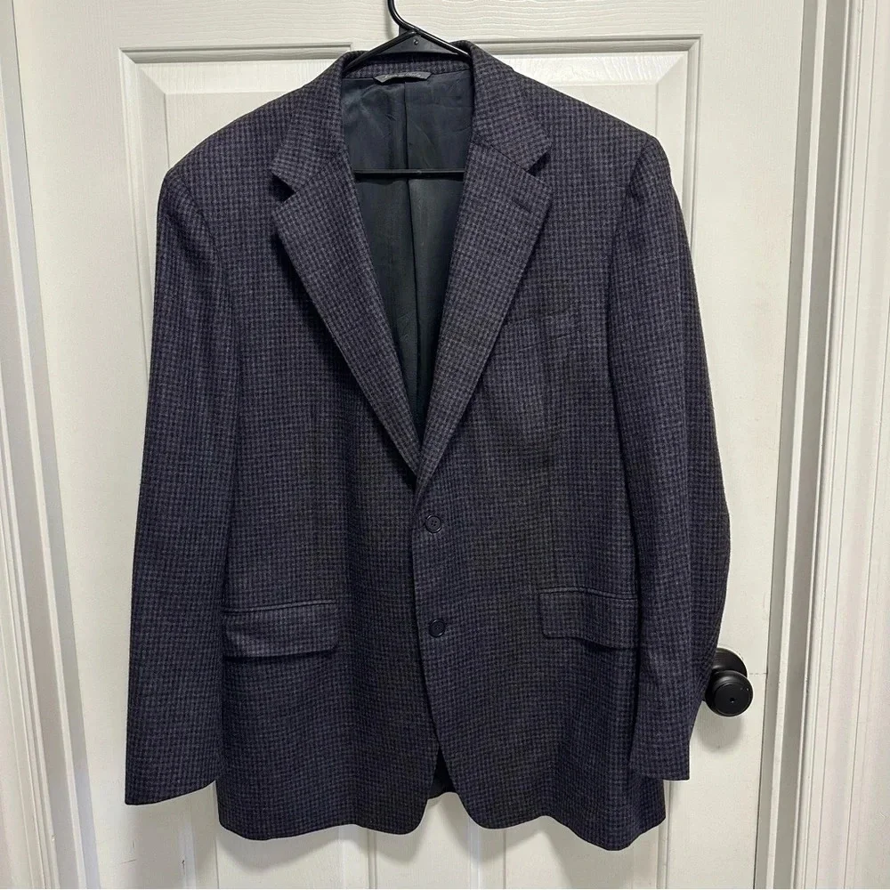 CANALI Wool Cashmere Silk Sport Coat Blazer Purple Plaid Check Italy Size 54
