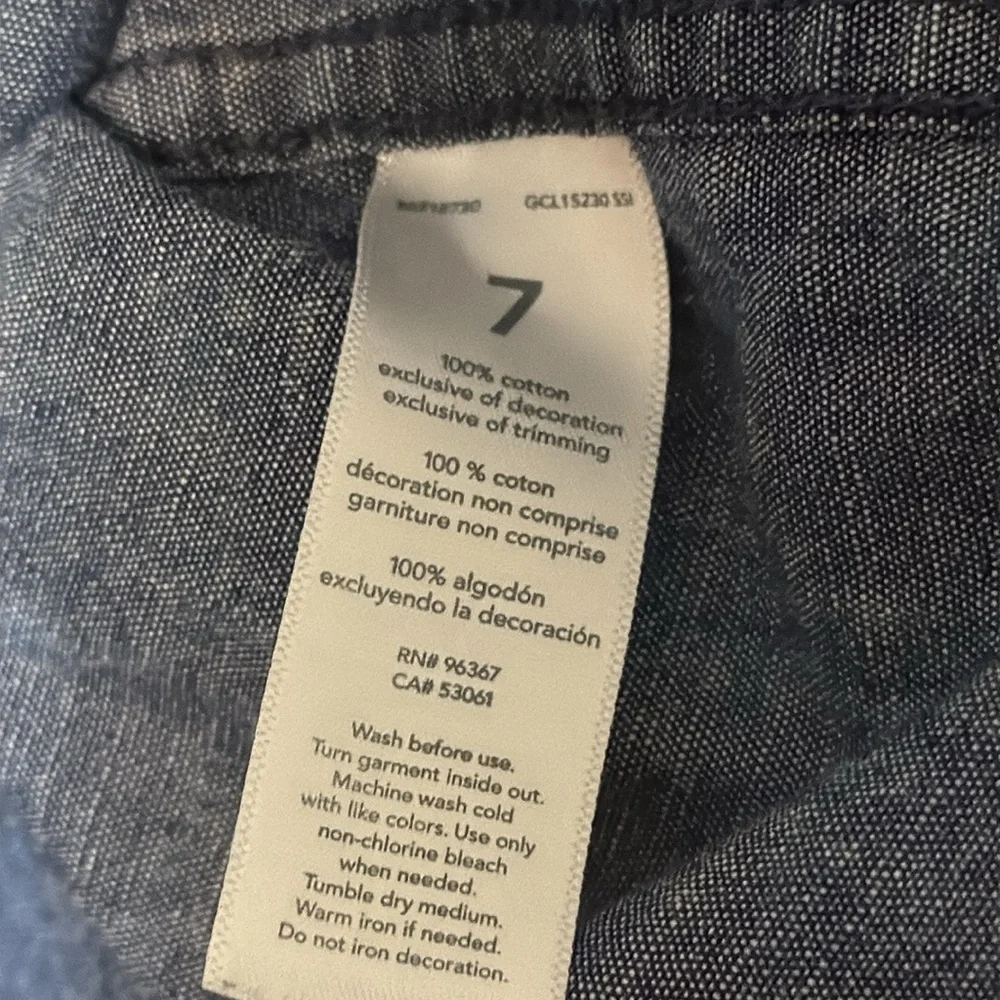 OshKosh B'gosh Kids Floral Denim Shirt - Blue and Pink Size 7