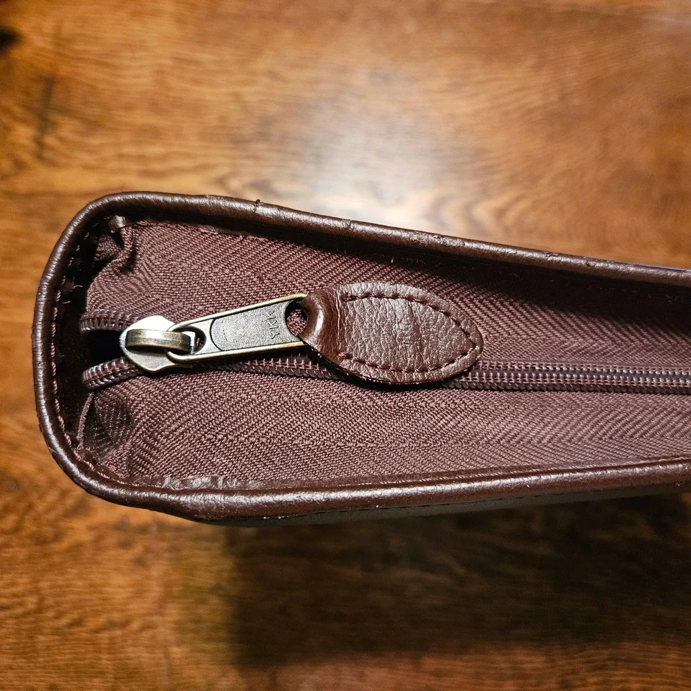 Day Timer Brown Faux Leather Zippered Portfolio Case Handle Business Organizer