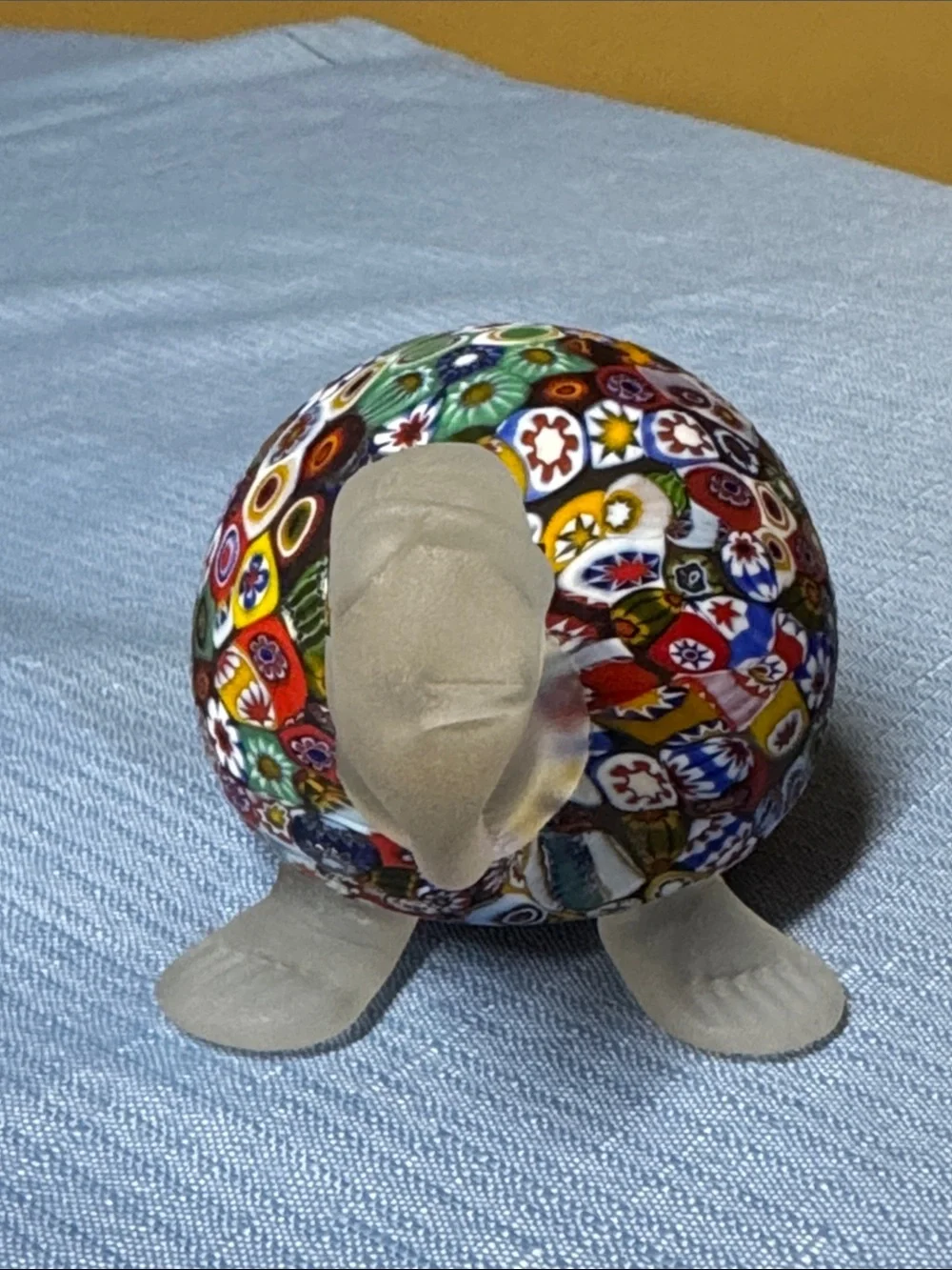 Millefiori Glass Turtle Figurine Murano 4.75” long