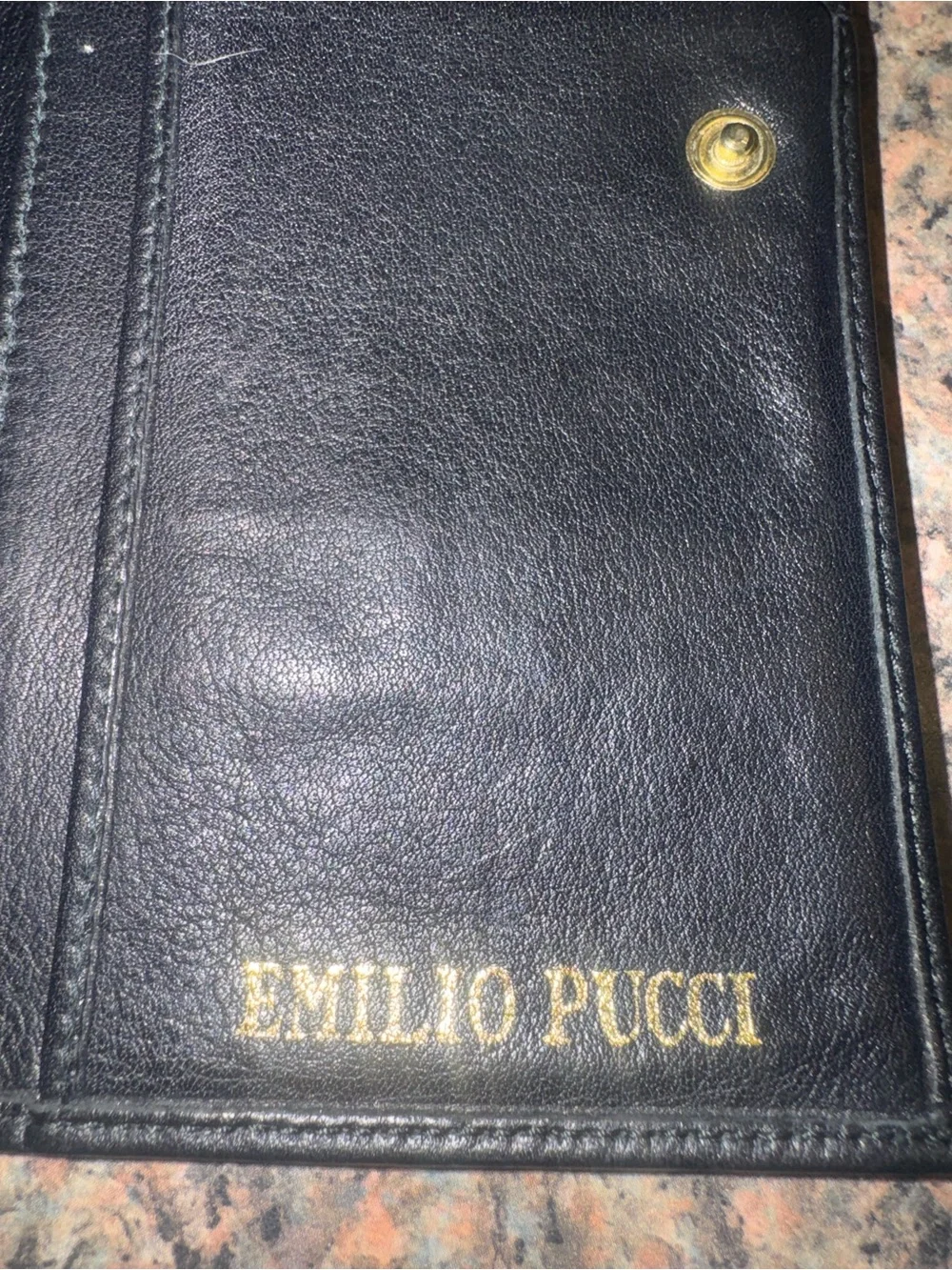 Emilio Pucci navy blue canvas wallet EUC retail $499
