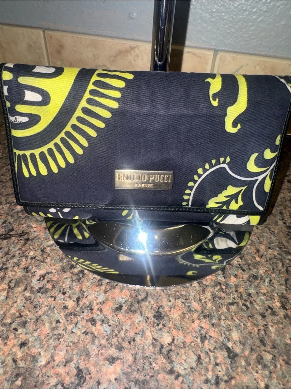 Emilio Pucci navy blue canvas wallet EUC retail $499
