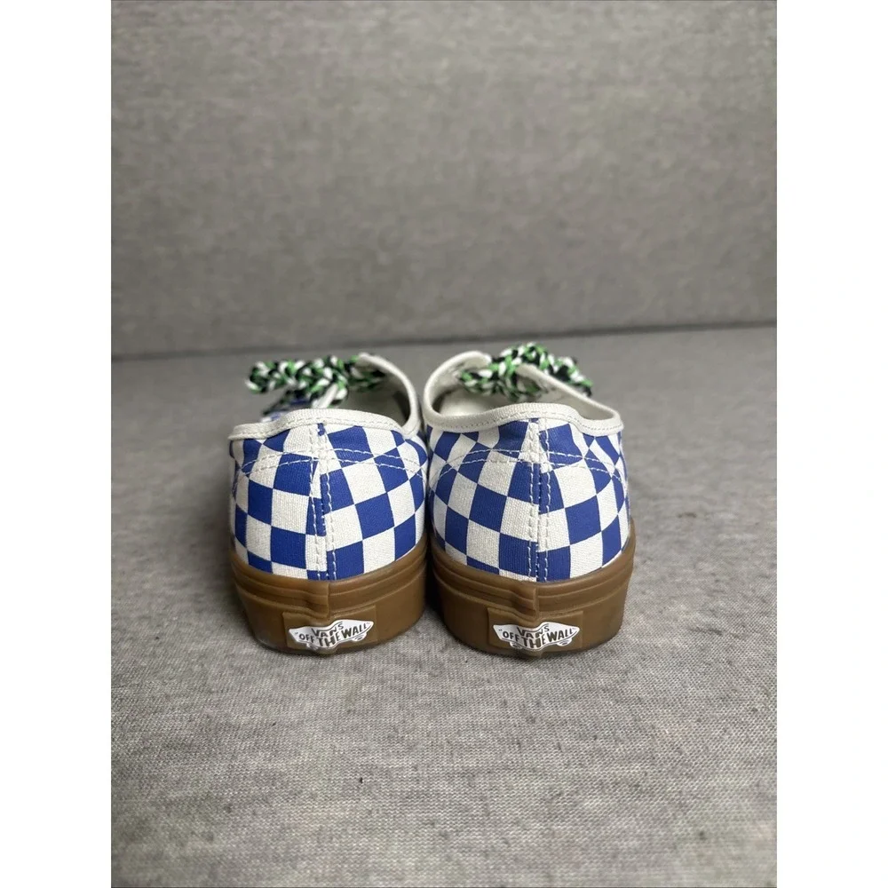 Vans Authentic Women's Blue White Checkerboard Canvas Gum Bottom shoes Size 8.5