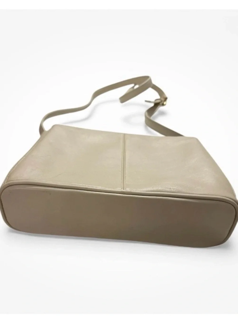 Gianni Bernini Cream Faux Leather Shoulder Bag