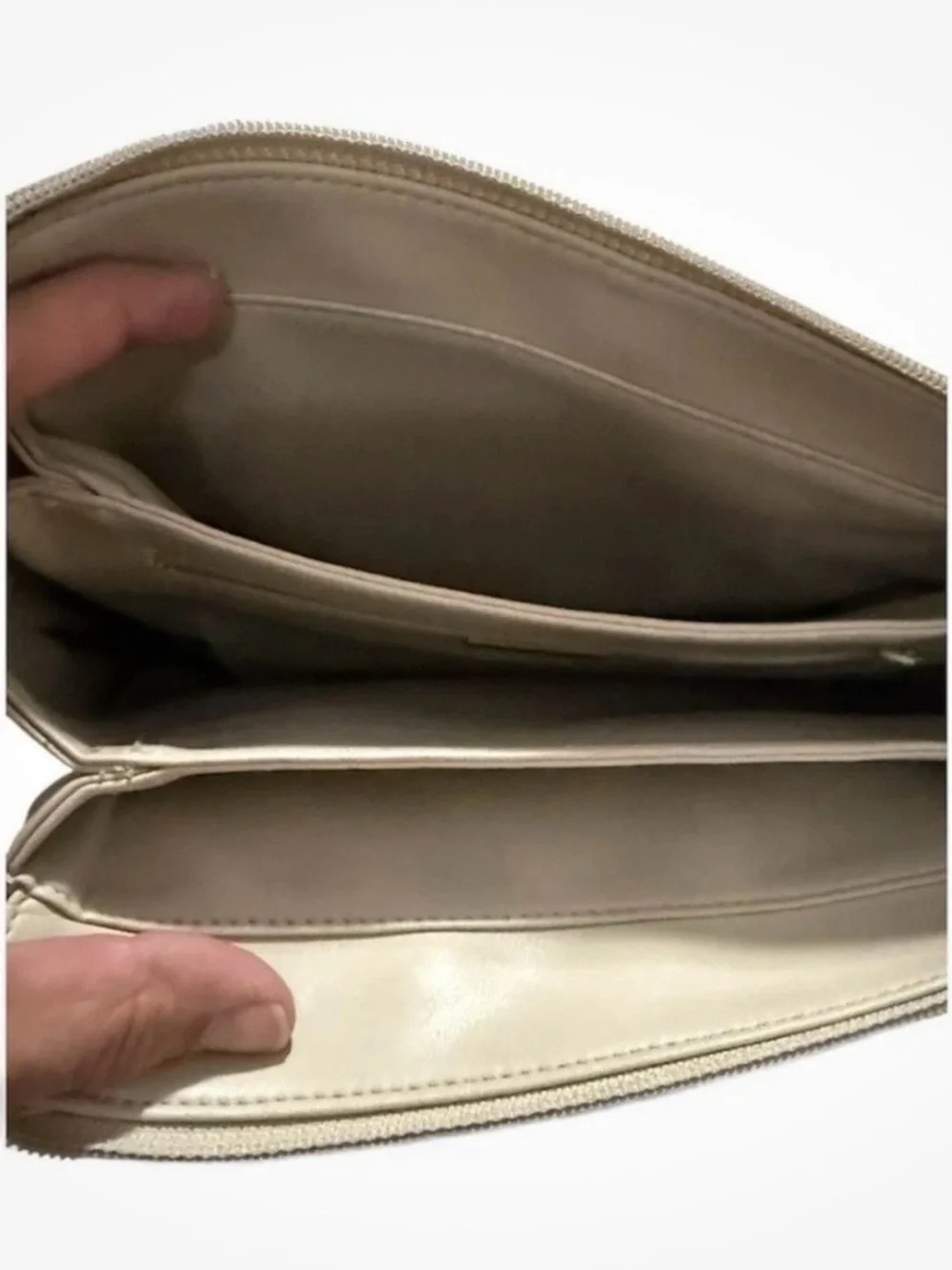 Gianni Bernini Cream Faux Leather Shoulder Bag