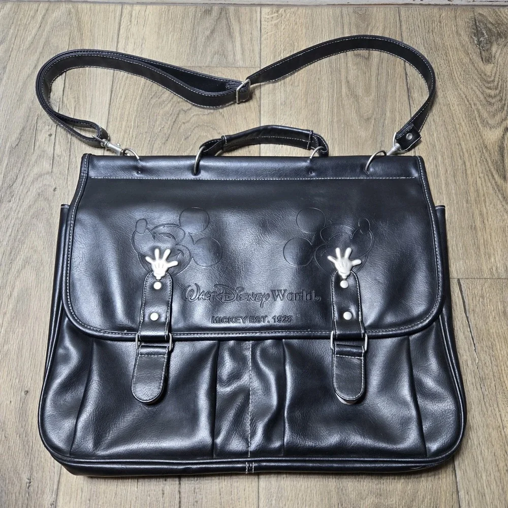 Walt Disney World Multi Pocket Latching Briefcase Mickey‎ Hands & Heads Read
