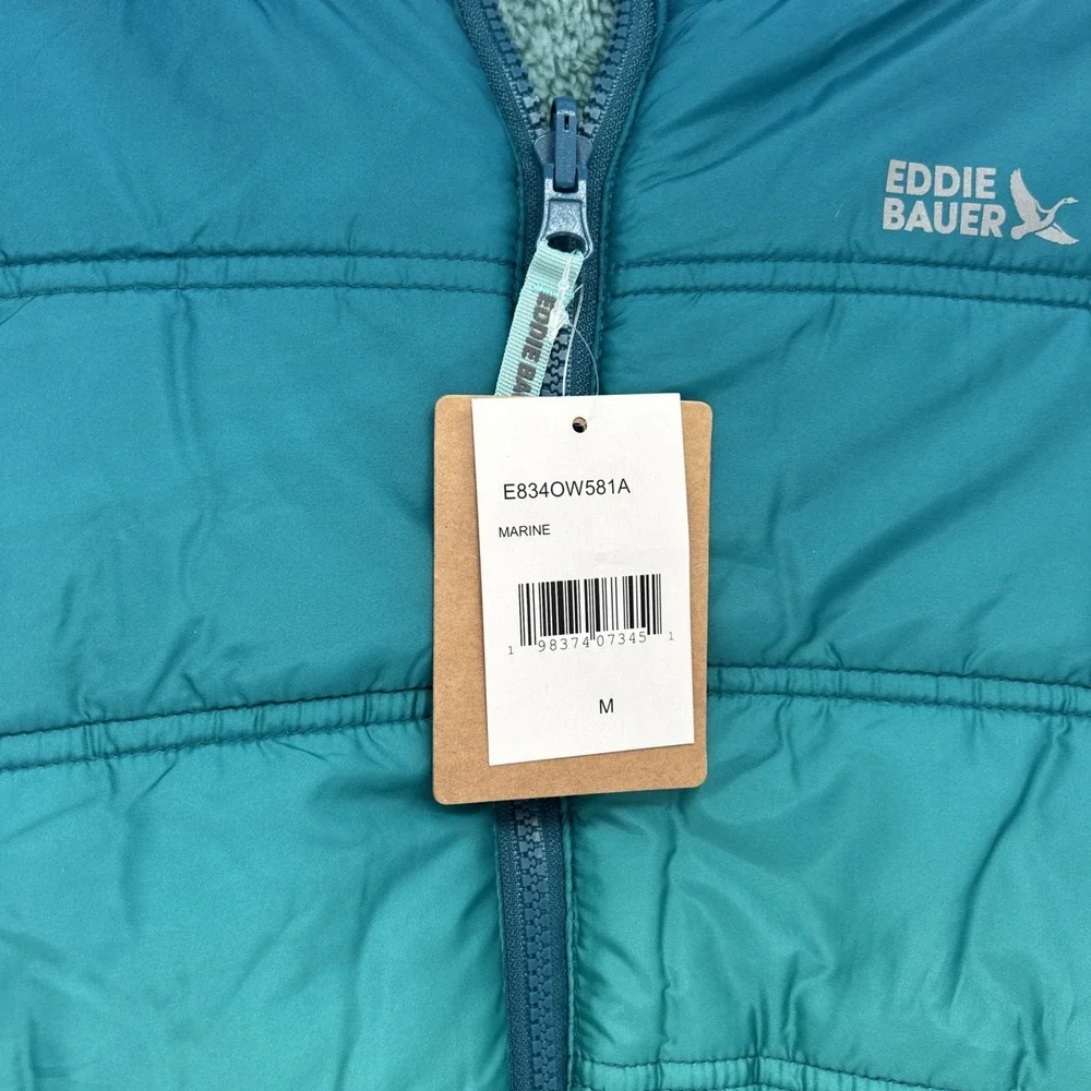 Eddie Bauer YOUTH Girls REVERSIBLE Jacket Coat Marine Ombre Puffer Medium NWT‎