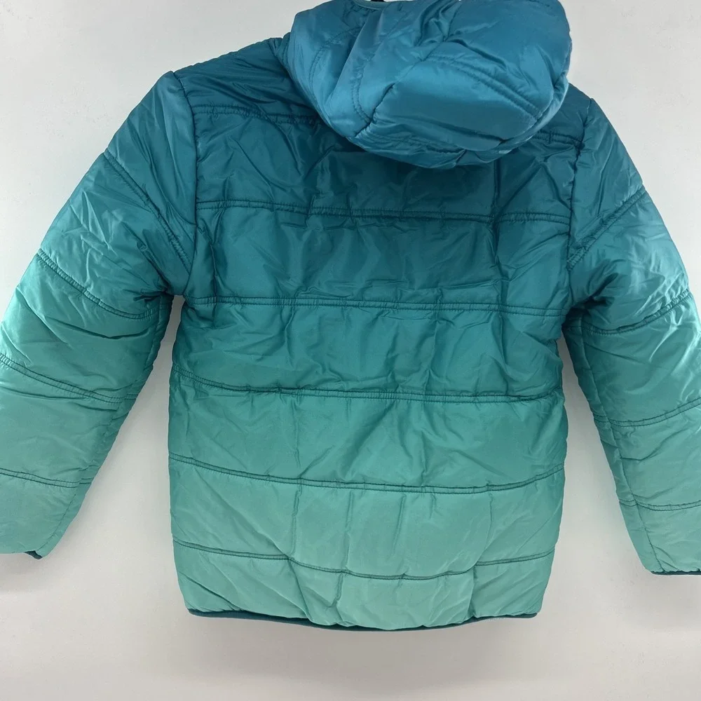 Eddie Bauer YOUTH Girls REVERSIBLE Jacket Coat Marine Ombre Puffer Medium NWT‎