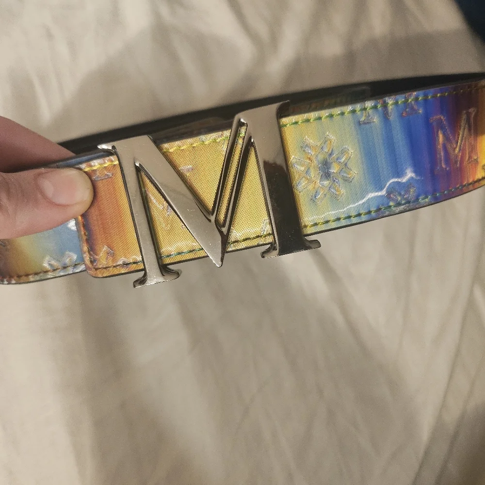 MILLIONAIRBRAND‎ M BUCKLE GENUINE LEATHER MULTI COLOR Iridescent Unisex