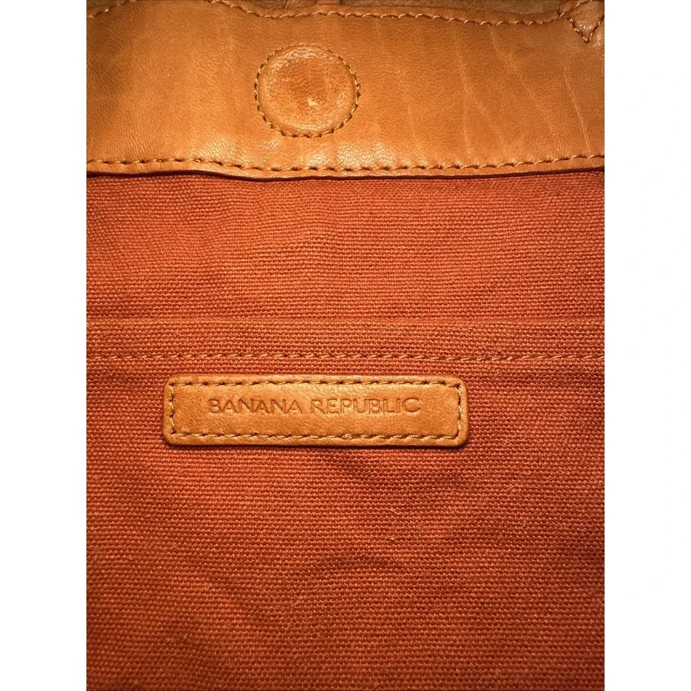 Banana Republic Lambskin‎ Distressed Leather Shoulder Tote Hobo Bag Cognac