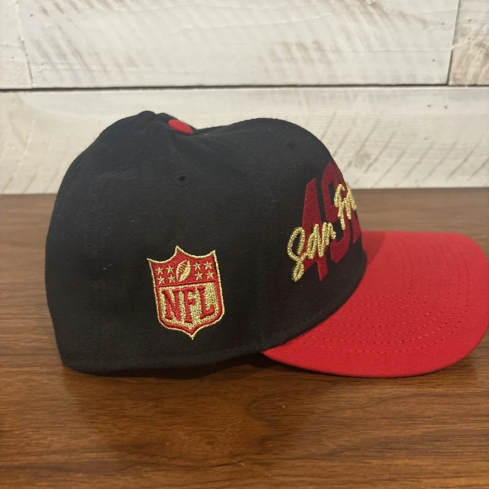 New Era 59fifty San Francisco 49ers Hat Cap Red Black NFL Large /XL‎ Spellout