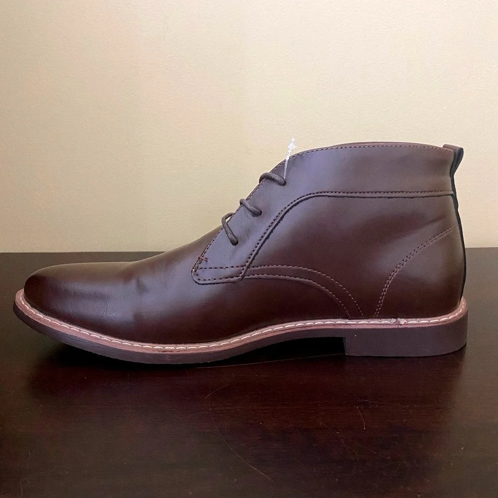 Deer‎ Stags Mens Gorp Chukka Boots Dark Brown Plain Toe Lace Up Ankle Boots NEW