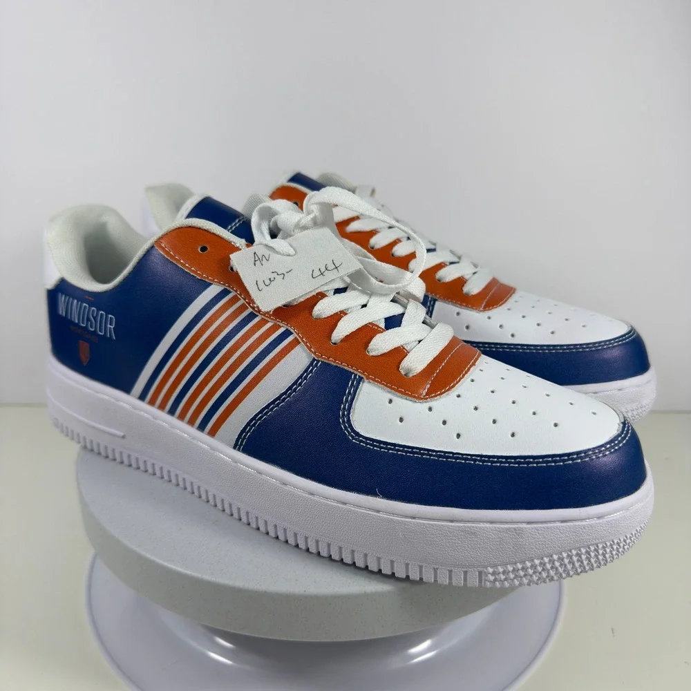 Windsor Mortgage Sneakers Men 10 Blue Orange Stripe Lace Up Low Top