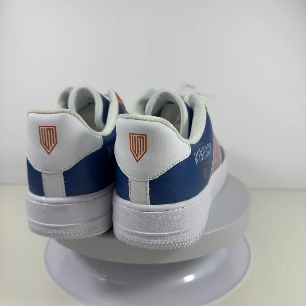 Windsor Mortgage Sneakers Men 10 Blue Orange Stripe Lace Up Low Top