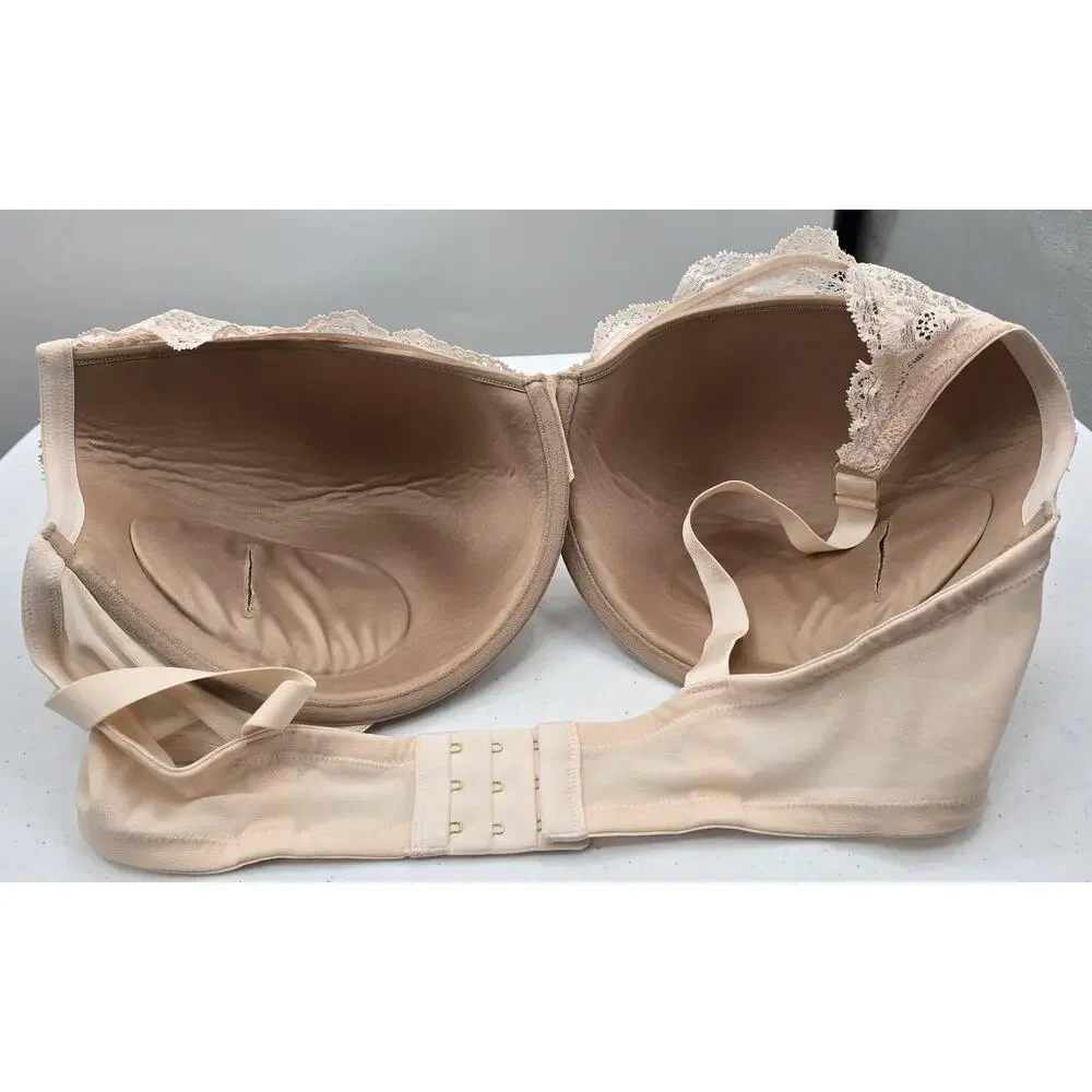 Third Love Womens 42F Beige Lace Balconette Lightly Lined Underwire Bra Plus