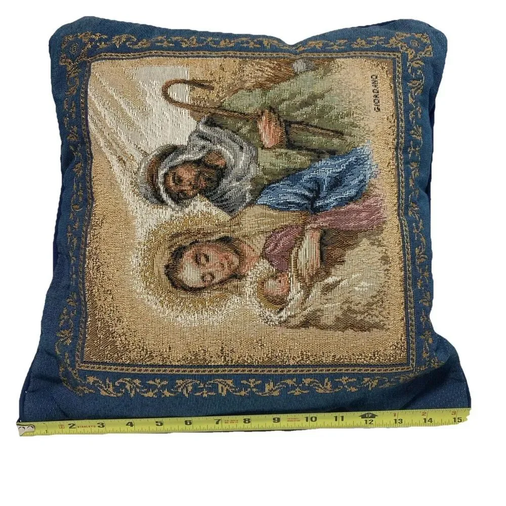 Riverdale Christmas Decorative Tapestry Throw Pillow Baby Jesus Mary &‎ Joseph