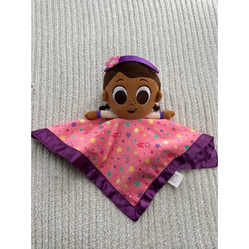 Disney Doc McStuffins Baby Security Blanket Pink Star Lovey‎ Purple Satin