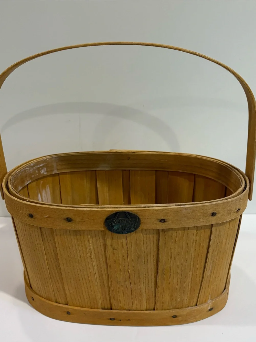 Vintage Peterboro Basket Co Woven Wood Basket Handle Rectangle 11