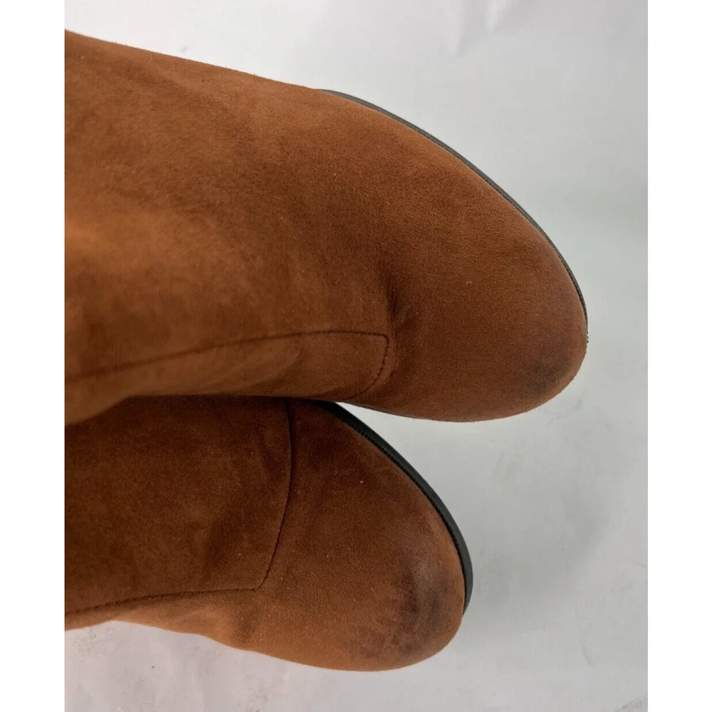 MAURICES CLAIRE Brown Faux Suede Ankle Wedge Booties Buckle Women's Size 7.5