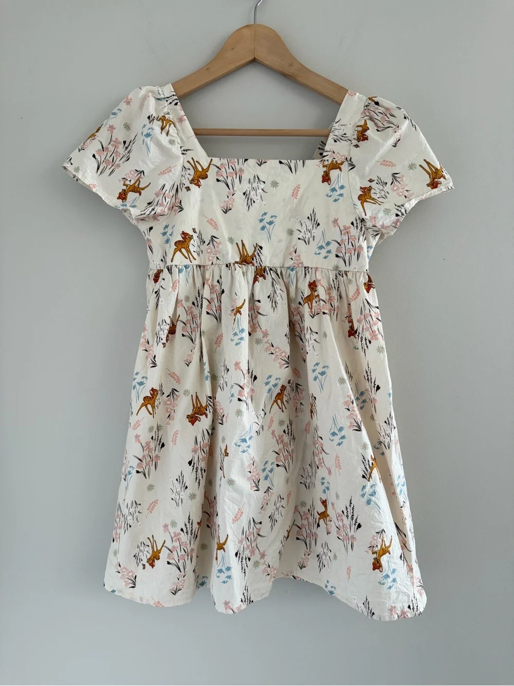 Disney Bambi Cottagecore Dress Floral Puff Sleeve Smocked Fairycore XL 14